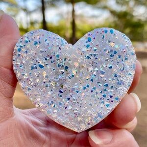 Angel Aura Rainbow Druzy Heart Carving